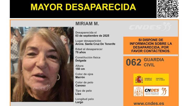 Buscan a una mujer de 75 años desaparecida en el sur de Tenerife