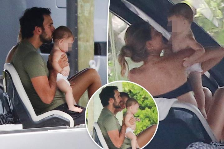 Bikini-clad Gisele Bündchen and Joaquim Valente cuddle baby boy on boat trip