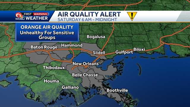 High ozone levels could affect those with breathing issues Saturday