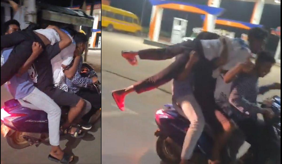 Caught On Camera: Group Of Youths Perform Risky Bike Stunt In Chhattisgarh’s Bijapur