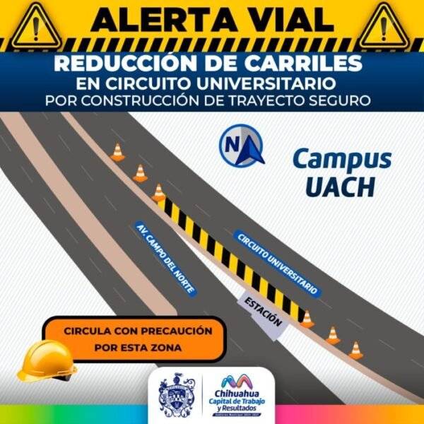 Reducirán de carriles en el Circuito Universitario por construcción de trayecto seguro