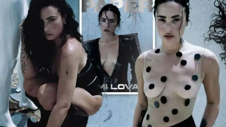 Demi Lovato goes braless under totally see-through top for steamy Paper photoshoot after drastic weight loss