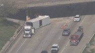 Overturned 18-wheeler impacting traffic on eastbound lanes of Katy Freeway