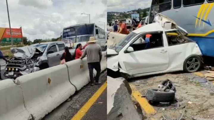 Autobús de Pasajeros Embistió Varios Vehículos en Carretera Apizaco