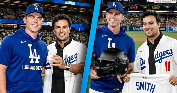 ‘Checo’ Pérez es ovacionado en Dodger Stadium tras lanzar la primera bola