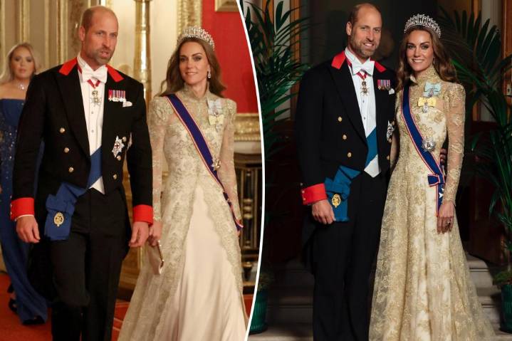 Kate Middleton wears Phillipa Lepley lace for UK state dinner with Trump