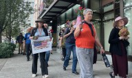 Peaceful protesters march outside Portland ICE facility