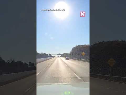Insane Moment Car Flies Over Busy New York Highway