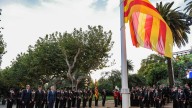 La izada de la 'senyera' en el Parlament con Illa, Collboni y Rull inicia los actos de la Diada