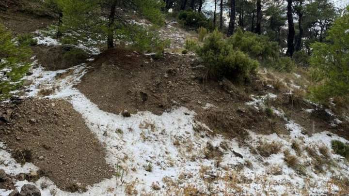 Primera granizada de otoño en Sierra Espuña