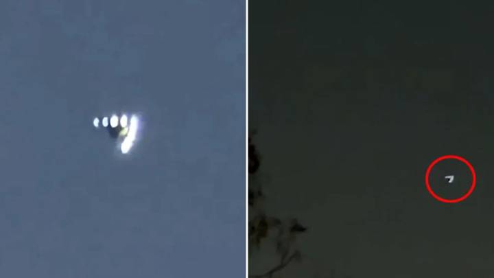 Haunting moment mystery V-shaped UFO hovers over Los Angeles in eerie vid as witness says 'light was bigger than stars'