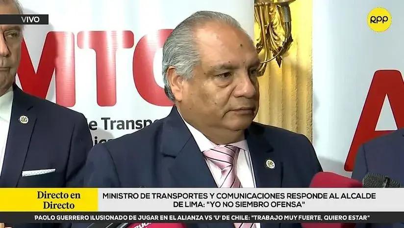 Titular del MTC confirma participación en reunión convocada por López Aliaga: "Vamos a ser responsables con las propuestas"