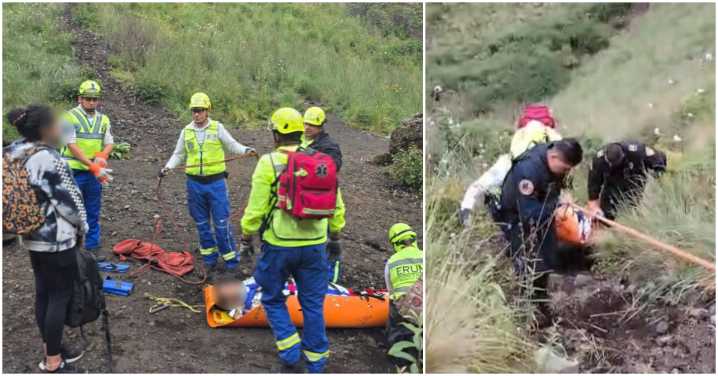 Rescatan a un hombre que cayó al interior del cráter del volcán Xitle
