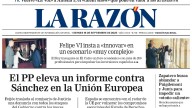 Portada de LA RAZÓN del viernes 19 de septiembre de 2025