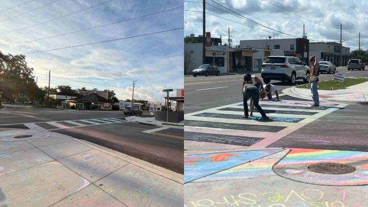 Arrests at Pulse crosswalk spark free speech fight over chalk protests
