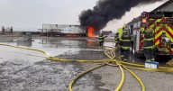 Diesel storage tank fire burns on Adams Road South near George