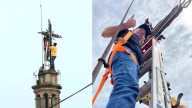 Alonso, Ignacio y Willy renuevan iluminación de la cruz en el Santuario de Nuestra Señora del Rosario