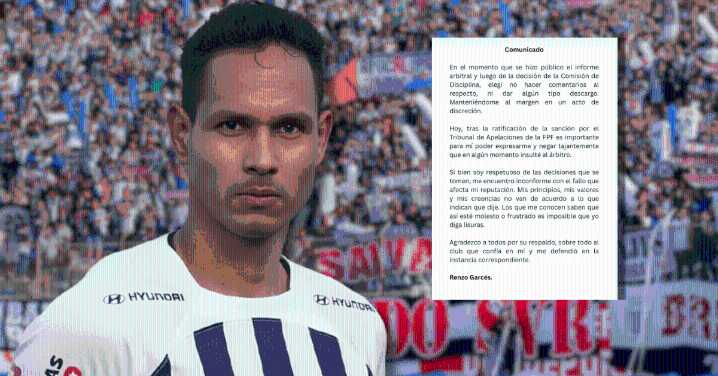 Renzo Garcés rompió su silencio y negó haber insultado a árbitro en clásico: "Afecta mi reputación, es imposible"