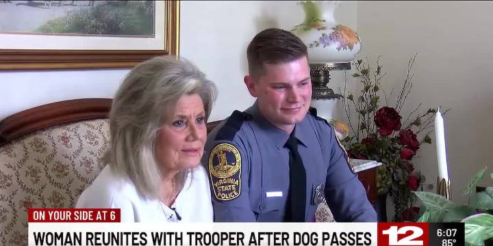 ‘A gift’: Midlothian woman reunites with state trooper after he helps her get to the vet
