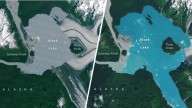 Melting glacier creates a new island in Alaska