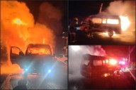 Urvan de transporte público es consumida por las llamas en Pachuca