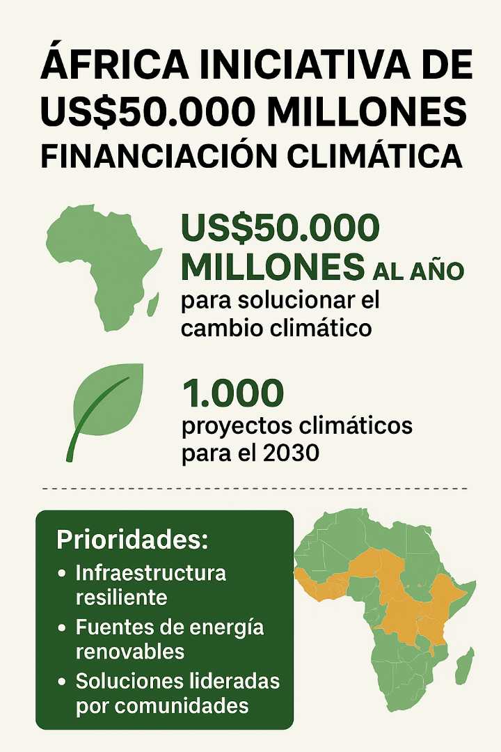 Líderes africanos lanzan iniciativa de US$50.000 millones al año para soluciones climáticas en el continente