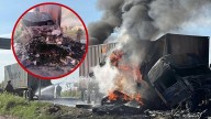 Conductor muere calcinado en tráiler cargado con llantas; quedó atrapado en la cabina