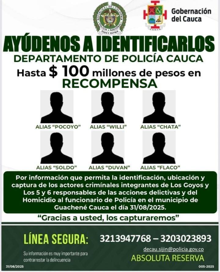 Hasta cien millones de recompensa por los integrantes de las pandillas Los Goyos y Los 5 y 6