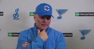 Blues coach Jim Montgomery describes improvements needed by Justin Carbonneu, Adam Jiricek