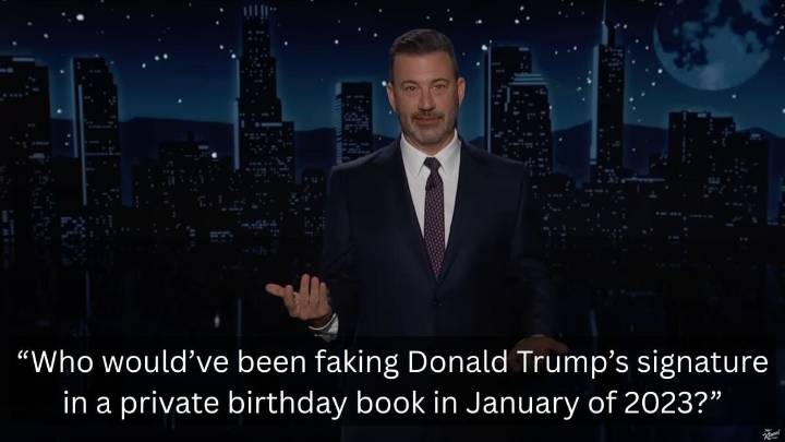 Jimmy Kimmel has a blunt reaction to Republicans defending Trump over Epstein birthday book