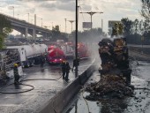 GOBIERNO DE NEZAHUALCÓYOTL APOYÓ CON EL CUERPO DE BOMBEROS Y RESCATE EN LA EXPLOSIÓN DE LA PIPA DE GAS LP