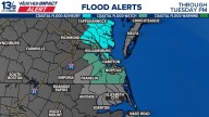 Coastal Flood Warnings impact Virginia; Flood Watch issued for North Carolina