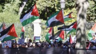 Protestas propalestinas se reúnen en el centro de Madrid con motivo de la última etapa de la Vuelta a España