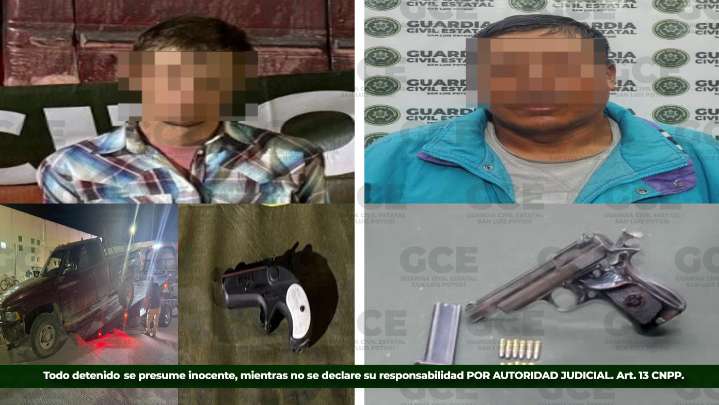 DETIENEN A DOS PERSONAS POR PRESUNTA PORTACIÓN DE ARMA DE FUEGO