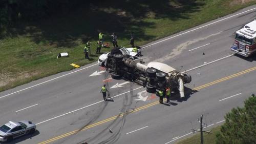 Driver, 5-week-old baby killed in crash involving cement truck; 3 others injured