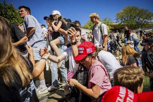 The Latest: Conservative activist Charlie Kirk has been shot at an event in Utah