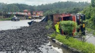 Coke laded truck overturns on highway in Ri Bhoi