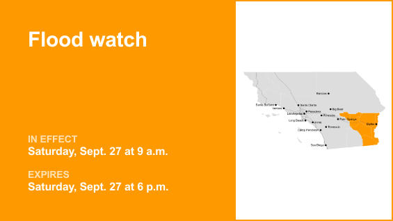 Flood watch in place for Riverside County until Saturday evening due to significant rainfall