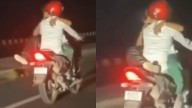 Filmy Romance On Moving Bike: Woman Sitting On Tank Tightly Cuddles Partner, Indulges In Steamy PDA In Ajmer; VIDEO