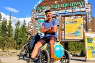 German cyclist pedals environmental message to the Yukon from Newfoundland