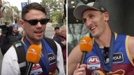 Brisbane cult hero Oscar McInerney promises to keep shin guard on as players continue premiership celebrations