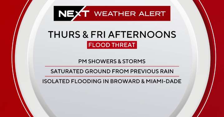 NEXT Weather Alert issued for Thursday and Friday ahead of potential flooding in South Florida
