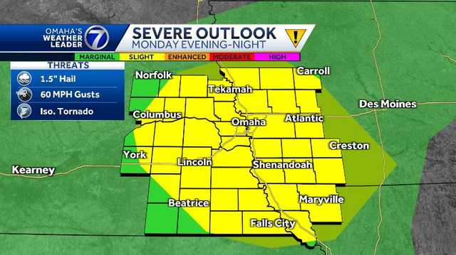 Omaha weather: Strong to severe storms possible late Monday