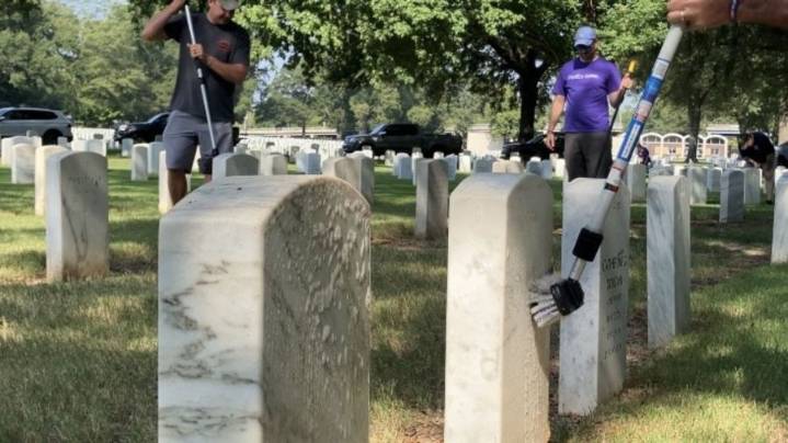 Volunteers clean Memphis National Cemetery headstones