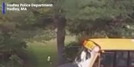WATCH: Student nearly hit by car walking to bus