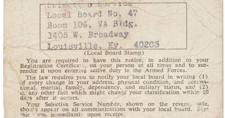 Muhammad Ali's unsigned draft card, a piece of Vietnam-era history, will be auctioned