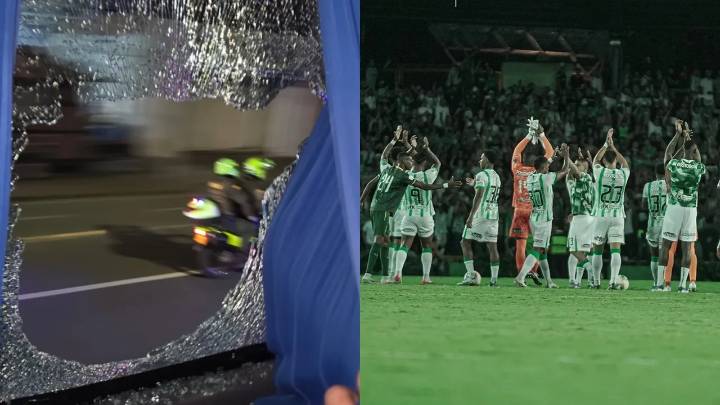 En imágenes: así quedó el bus de Atlético Nacional tras ser vandalizado en Armenia