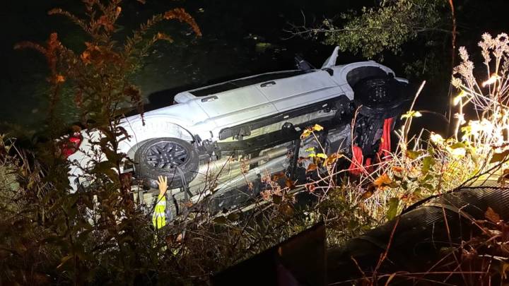 East Bridgewater Mass. crash: Pickup goes over guardrail, lands in river