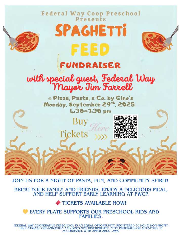 Federal Way Cooperative Preschool to host its Spaghetti Feed Fundraiser