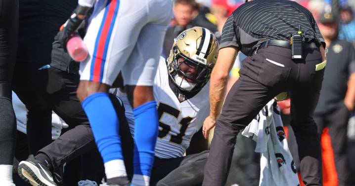 Saints lineman Cesar Ruiz was carted off the field vs. the Bills. Here's the latest.